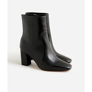 J.Crew $278 Almond Toe Ankle Boots Black Leather Size 8.5 BT986